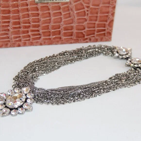 RARE Rodrigo Otazu Crystal Silver Statement Necklace - Picture 13 of 16